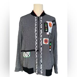 City Girl Sport Womens Full Zip Jacket Floral Patchwork Scarecrow Gingham Medium